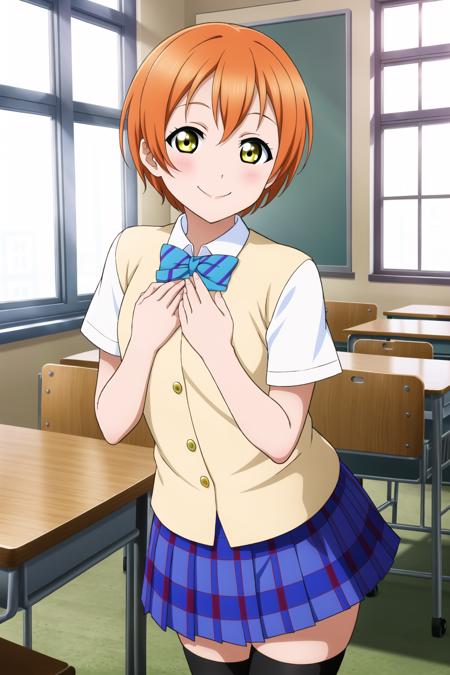 (masterpiece, best quality), 1girl,
<lora:Rin_Hoshizora_Mistoon_Dim256_Alpha256_Locon:0.6>, rin hoshizora, yellow eyes, orange hair,
smile, blush, shy, hand on own chest, stepping
school uniform, black thighhighs,
classroom, table, chair, window,