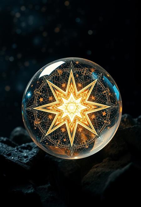 A Highly Detailed Celestial Starry Round Crystal