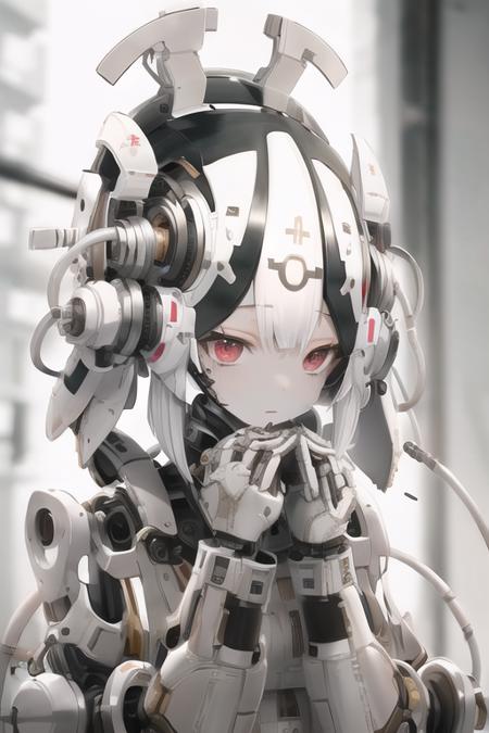 ttdoll,1girl, solo, (masterpiece,best quality), <lora:ttdoll:1>, android, robot, white_theme:0.6