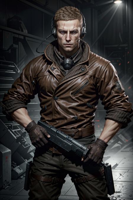 WolfenBlazkowicz, 1boy, male focus, solo, weapon, gun, headphones, realistic, brown hair, gloves
<lora:epi_noiseoffset2:1>,  <lora:WolfenBlazkowicz:0.7>