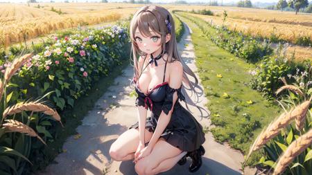 (masterpiece,best quality:1.6),
(solo,1girl,bishoujo,bust:1.2),
scenery,(wheat fields, trains),
flower,butterfly,