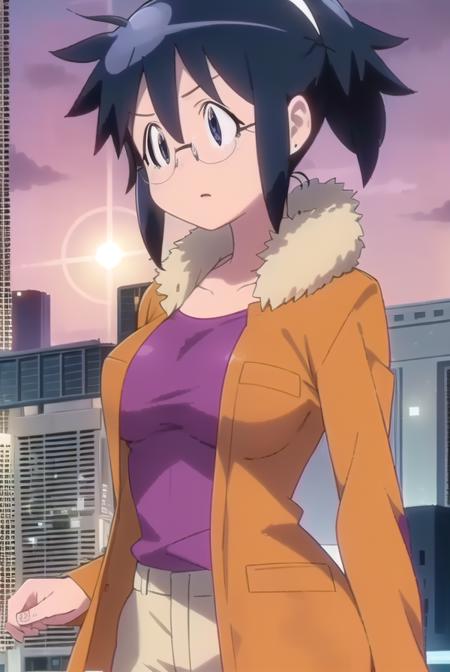 akihinata, <lora:aki hinata movie-lora-nochekaiser:1>,
aki hinata, long hair, blue hair, ponytail, glasses, (black eyes:1.3),
BREAK jacket, brown jacket, fur trim, long sleeves, shirt, purple shirt, collarbone, pants, black pants,
BREAK outdoors, city, sun, sky, clouds, buildings, people, crowd, 
BREAK looking at viewer, (cowboy shot:1.5),
BREAK <lyco:GoodHands-beta2:1>, (masterpiece:1.2), best quality, high resolution, unity 8k wallpaper, (illustration:0.8), (beautiful detailed eyes:1.6), extremely detailed face, perfect lighting, extremely detailed CG, (perfect hands, perfect anatomy),