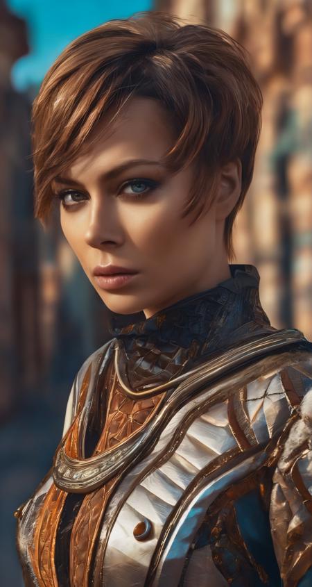 photo of samburskaya, closeup, solo, light brown hair, brown eyes, epic, dramatic,
middle shot, closeup, detailed background, hyper realistic,
(graffiti:0.6), 
(becoming a dynamic,otherworldly masterpiece,grit-covered uniform:0.7), (mid-century:0.6), ConceptArtWorld, harem outfit, very short hair,  (politician:0.6), 
detailed background, overwrought, (rounded:0.8), <lora:samburskaya_sdxl_vanilla_1.0:1>