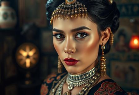 source_photo, photorealistic, masterpiece, 4k, ray tracing, intricate details, highly-detailed, hyper-realistic, 8k RAW, cinematic light, dramatic light, shallow depth of field,  high budget, bokeh, cinemascope, best view, best angle, XIXth century, Baudelaire, orientalist, collector, surrealist poetry, "Les yeux fixés sur moi, D'un air vague et rêveur elle essayait des poses, Et la candeur unie à la lubricité
Donnait un charme neuf à ses métamorphoses"