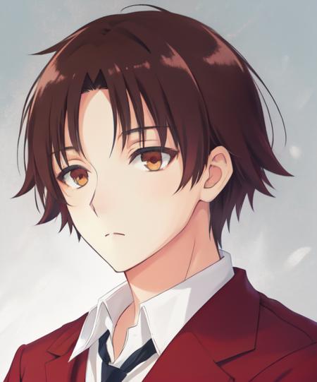 portrait, parted bangs, brown hair,  <lora:ayanokoji-v1-000004:0.5>, ayanokoji kiyotaka