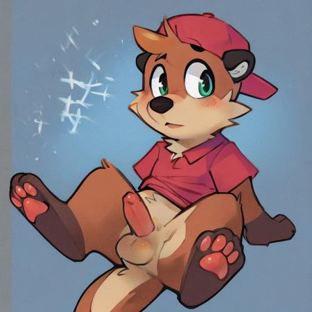 chester_the_otter by imkrisyim wearing red baseball cap