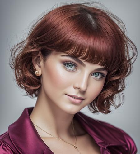 realistic portrait of a girl, mahogany hair