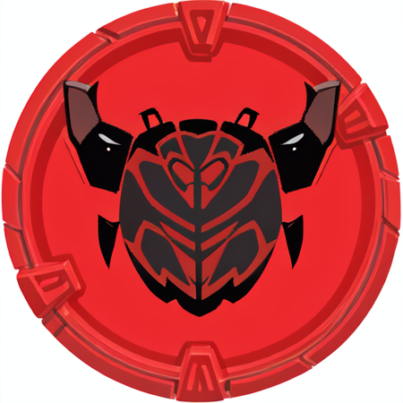 rider core id, stag beetle, red plastic, black sticker