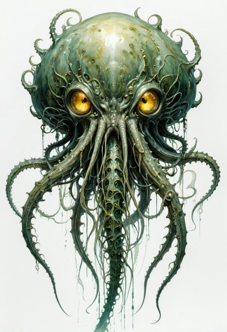 full body, lineart, concept art, a misshapen, beefy jellyfish monster stands on its tentacles, glowing eyes, tentacle-like tongue,, watercolor wash, approaching perfection, pure form,  minimalistic, unfinished, concept art by Brian Froud and Carne Griffiths, intricate details, 8k post production, high resolution, hyperdetailed, trending on artstation, sharp focus, studio photo, intricate details, highly detailed, by greg rutkowski<lora:xl_more_art-full_v1:0.5>
dungeon and dragon , fantasy,  detailed_eye_model, white background, green yellow