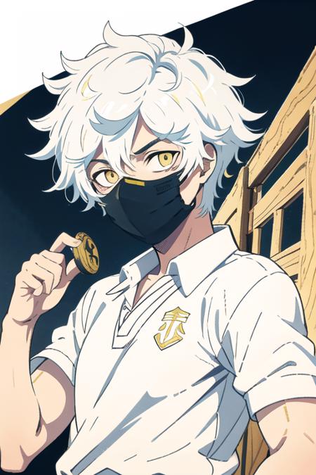 gabimaru white hair yellow eyes mask