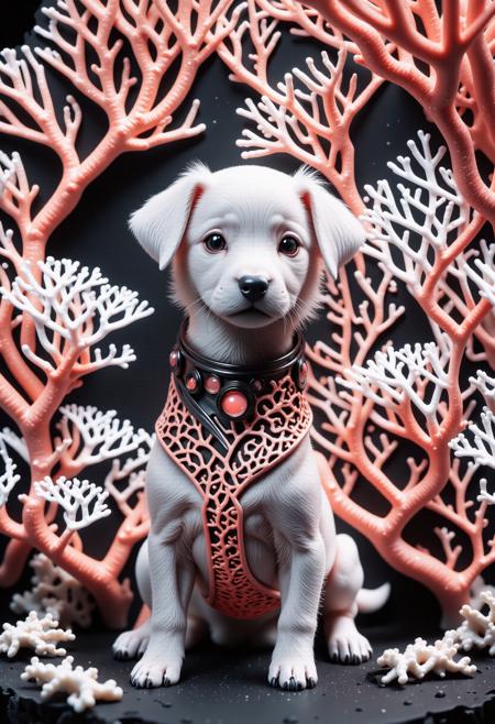 (stylized by Mario Bava:1.2) and (Darren Aronofsky:1.3) , mundane On pale black paper, lush dungeon with Birch tree, elegant, upper body shot of a (coral style,score_9, score_8_up, score_7_up, score_6_up, cute coral puppy, made entirely of coral:1.3) , at Semi-Abstract Hospital, Moon in the night, shallow depth of field, ultrafine detailed, Angry, Medieval art, hair light, macro lens, Lomography, symbolism, raytraced reflections, RTX, highly detailed