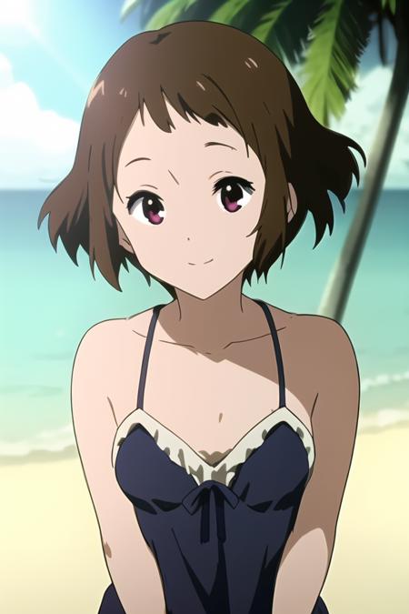 <lora:ibara_mayaka_v17-000004:0.9>, masterpiece, best quality, ibara_mayaka,  looking at viewer, solo, upper body, swimsuit, small_breast, beach, outdoor, smile, close_mouth, standing, lens flare abuse