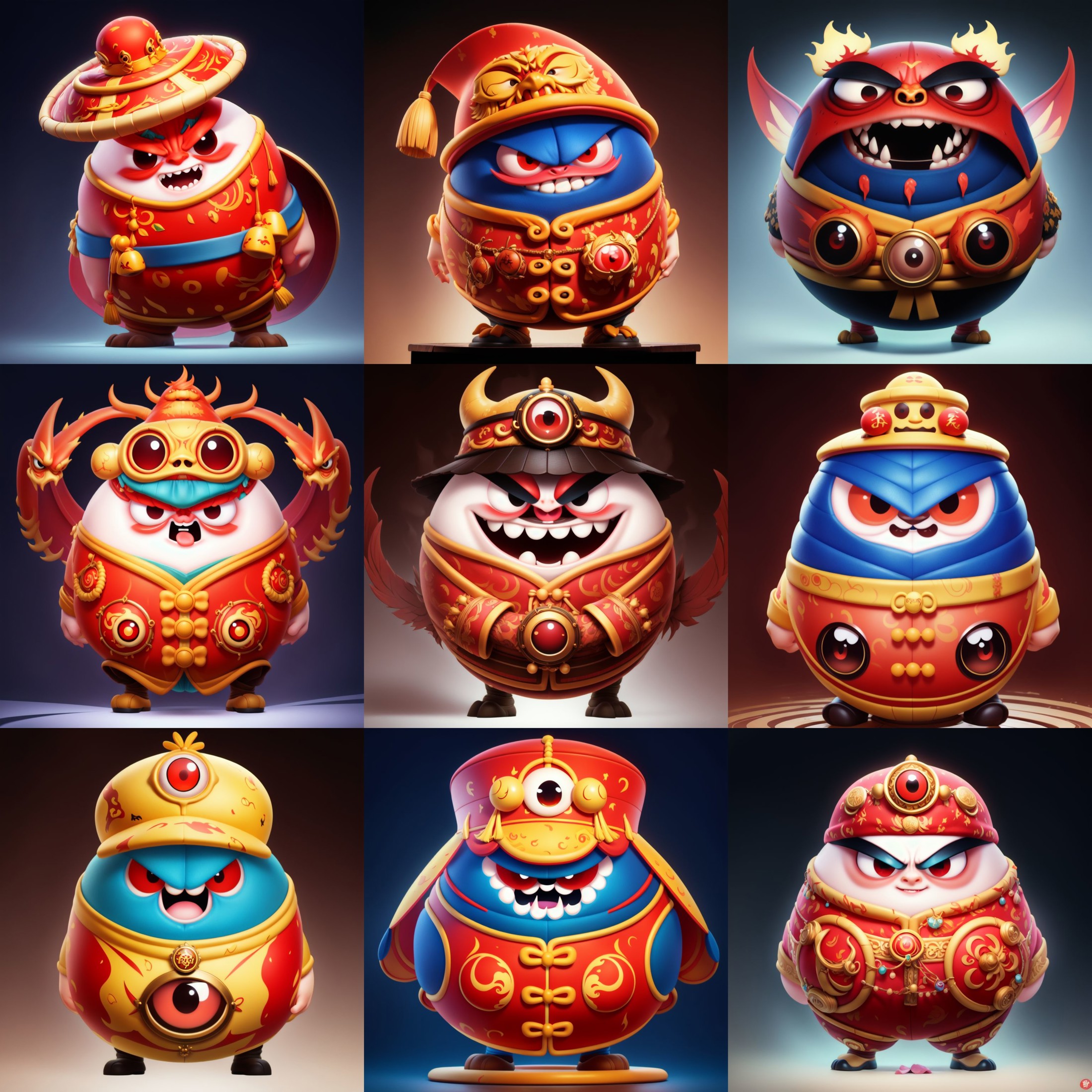 chinese style,big eye monster,((RAW photo)),((best quality)),full body,(photo-realistic:1.3),angry,(masterpiece),hat,jumps...