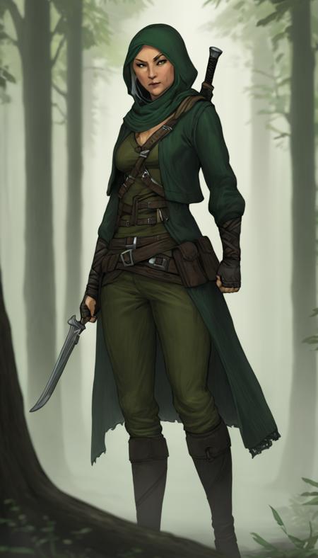 A female rogue in the forest. <lora:pastel_xl_v2:2>