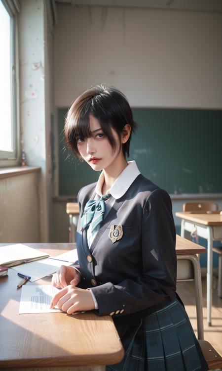 komoshuai 1girl black hair short hair