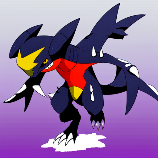 garchomp__closed_mouth__teeth__grin__looking_at_viewer__standing__standing_on_one_leg__gradient_background__purple_background__spikes__claws_1844645937.png