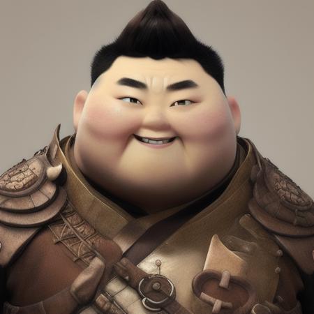 portrait of a chubby samurai, fantasy, best quality, masterpiece, detailed armor, pale skin