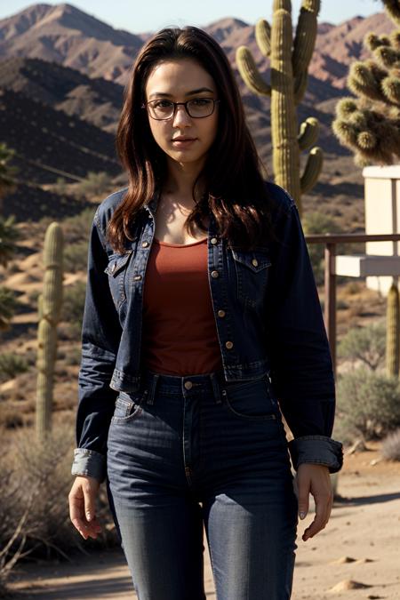 pr33t1,<lora:preeti-05:1>,natural lighting ,glasses,   desert bg, wearing a shirt and jeans,35mm,  <lora:add_detail:1>,  <lora:GoodHands-vanilla:1>,