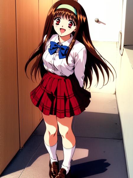 YuukiMizuho, long hair, hairband, red eyes, brown hair, 