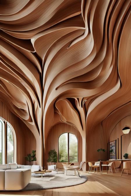 <lora:arch1904wavingceiling02:0.8> great hall with wooden waving ceiling, (photo realistic:1.2)