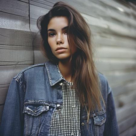 <lora:cindymello_xl_lora:1> cindymello analog film photo close up, beautiful woman posing, ripped jeans and checkered shirt, cute look, perfect eyes, faded film, desaturated, 35mm photo, grainy, vignette, vintage, Kodachrome, Lomography, stained, highly detailed, found footage, f1.2 50mm