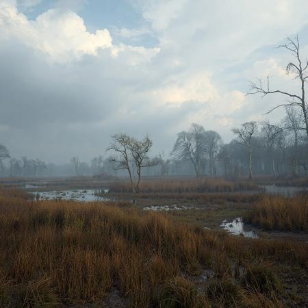 8k, source_photo, source_real, traditional media, amateur, real life photo, broad swamp and marsh, clumps of woodland,dungeons and dragons, medieval
