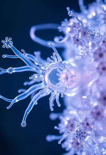 Alien bacteria, water hydroforming, terraforming. Miki Asai Microscope photography, close-up, Miki Asai’s visual style is ethereal and dreamlike, capturing the beauty of the mysterious alien specimen in a delicate and poetic way, hyper detailed, trending on artstation, fantastic Realism and Sharp Focus, studio photo, intricate details, highly detailed, by greg rutkowski, detailed reflection