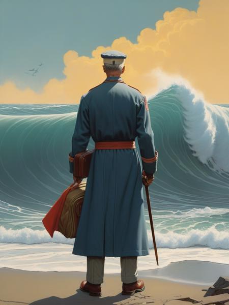 <lora:04Vintageillustration_Hap_XL:3.3>,Norman Rockwell style,vintage poster, A person with fabric like waves coming off them with lots of depth and contrast to them, a persons face and front body, professional ominous concept art, by artgerm and greg rutkowski, an intricate, elegant, highly detailed digital painting, concept art, smooth, sharp focus, illustration, in the style of simon stalenhag, wayne barlowe, and igor kieryluk.,