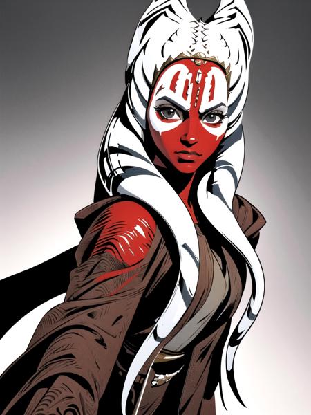 1girl,solo, shaakti, red skin, togruta, facial mark,cowboy shot, looking at viewer,jedi robes (high contrast, official art, extreme detailed, highest detailed) <lora:shaakti:0.8>