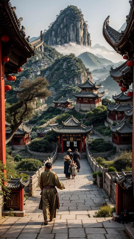 a portrait of mysterious entities, scary grin512,  <lora:XSArchi_127:0.3> fantasy chinese tribal cities, ((confucianism, villages, family:1.3)), (stone, ethnic engraving), neanderthal and homo sapiens war, cliff, market, dog, majestic apartment, tree house, golden cities, wonderful cinematic, futuristic, scifi, magical, <lora:djzMarketplaceV21:0.2> marketplace style, crowd, people, standing, building, pottery, garden,((perfect quality)),  <lora:add_detail:1>