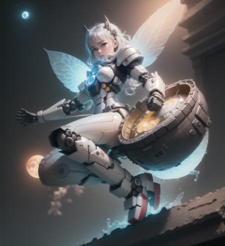 a small fairy mecha, solo, jumping, huge moon, star ring,star rail, (magic, fantasy, traditional asian style), (masterpiece:1,2), best quality, masterpiece, highres, original, extremely detailed wallpaper, perfect lighting,(extremely detailed CG:1.2), <lora:JM:0.4>