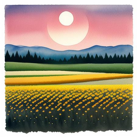 Abstract watercolor painting.
beautiful field of crops at dusk.