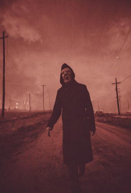 photograph, redscale only photograph, ((redscale photograph" uses only burgundy, crimson, scarlet, vermilion, and (dusty-rose colour))) , (macabre surrealism), ((bypassing rationality)), (ghastly after image), (double exposures), (frightening echo image), ((echo image)), (gothic cinematic surrealism), sidelit,  (masterpiece from an evil dimension), film grain, noise offset, Getty Images quality photograph, (surrealist horror photograph), [themes of melancholy, terror, and regret] , (multiple-exposure photograph), UHD, (very slow shutter speed to capture motion blur), experimental lighting, experimental angles, strong fisheye-lens/ intense fisheye-view photograph, realisticvision-negative-embedding, epiCRealism