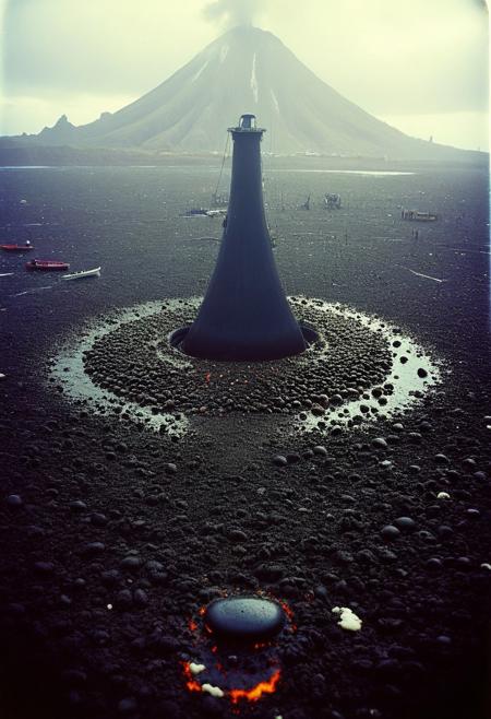 (flux-style)Hyoer Realistic:2.0)Polaroid picture 
an image of 
Welcome to the loneliest place on earth.
This is Edinburgh of the Seven Seas, the literal most remote location in which you can find permanent human life. The village is a small British dependency of about 250 people. It is 1500 miles from the next nearest person, and the only way on to the island is to take a six day long boat trip from South Africa. Given how fast modern boats go, that's pretty dramatic. The nearest uninhabited island is the aptly named "Inaccessible Island".
The town itself sits nestled at the foot of a impressively vast active volcano, known as Queen Mary's Peak, which towers a full 2000 meters above the settlement. It has erupted at least twice in recorded history, and the blackened area near the village is a lava plain that easily matches it in size.
The island was also used as a giant bird bath after the 2011 Nightengale island accident, when a tankership somehow managed to hit one of the only other islands anywhere near this one and spill 1,500 metric tons of oil and 60,000 tons of soy beans. The oil was not great for the local penguin population, and as Nightengale island has no fresh water, as many as 20,000 birds were transported to be cleaned at Edinburg