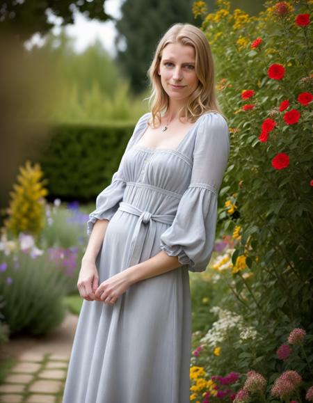 kkw-Euro woman in garden, long clothes, kkw-photo-pos, kkw-ph-1