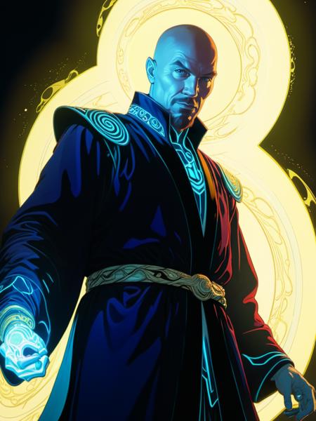 <lora:xl_more_art-full_v1:0.75> <lora:!action-sdxl-V0.5:1> (inside his mystical lair:1.7),  a millennial sorcerer, his robe is made of electric threads and bioluminescent silk, neon and luminescence, (fighting an evil spirit:1.8), 