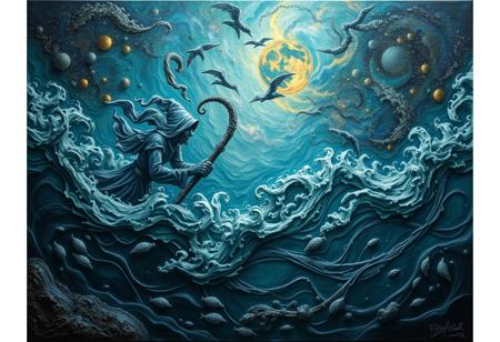 Reaper, reap the universe ,Aquatic Ambience, breathtaking, tranquil atmosphere, creative expression, dialogue between abstraction and representation, delicately carved details