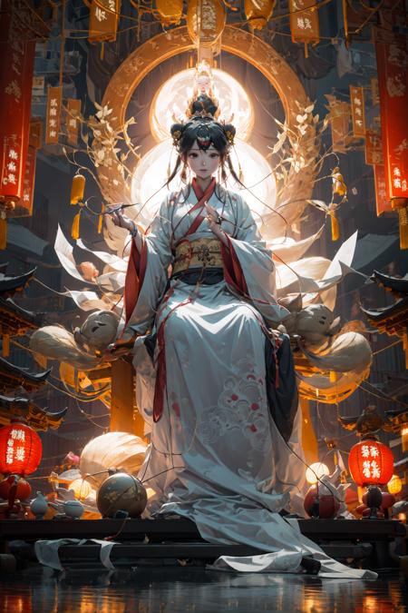 guanyin,
hanfu, lantern, chinese clothes, sitting, black hair, jewelry, holding, earrings, 1girl, scroll, looking at viewer, long sleeves, solo, hair ornament, full body, indoors, paper lantern, architecture, shawl, hair bun, tassel, smoking pipe, robe
<lora:guanyin_20230801144229-000018:1>