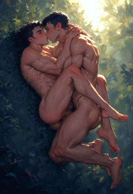 啎䥃佄䔀 score_9, score_8_up, score_7_up, sexy, yaoi, gay, (2 boy) , thin, petite body, wild sex, rough sex, half dressed, showing lots of skin, kissing, boy lying on side, boy has one leg up, man straddling one leg, (deep ass penetration) , cute, handsome face, wet, full body shot, grass meadow, night time, lighting bugs, (beautiful cinematic lighting, volumetric lighting, dramatic lighting, shadow and light, backlight), aesthetic, masterpiece, full color, muscle male, muscle pecs, abs, muscle biceps, big cock, big balls, precum
