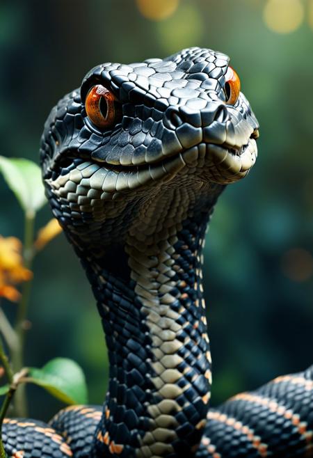 ASCII Masterpiece, (cosy), (ultra high res, mj,best quality,highly detailed:1.5),(cinematic),(volumetric lighting, volumetric shadows:1.5),Amazing, (8k details),(photorealistic:1.4), (warm lighting,ray tracing,dynamic lighting:1.5
a black rattle snake who gives a contagious, open-mouthed, full-throated laugh. This should be a ((masterpiece)) with a ((best_quality)) in ultra-high resolution, both ((4K)) and ((8K)), incorporating ((HDR)) for vividness. It uses a ((Kodak Portra 400)) lens for timeless, professional quality. Emphasizes a ((blurred background)) with a touch of ((bokeh)) and ((lens flare)) for an artistic effect. Enhance ((vibrant colors)) for a vivid look. Make sure the photograph is ((ultra-detailed)) and shows ((absurd)) details. Pay special attention to capturing the ((beautiful face or head)) of the subject. The goal is to create a ((professional photograph)) that is visually stunning and technically excellent.