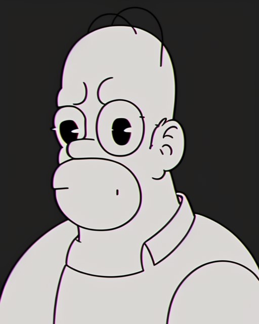 black and white (ocds:1.0) style of a close portrait of homer simpsons, fleischer studios, high detailed, 4k