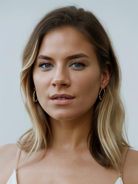 Realistic photo of a beautiful s13nn4m-v2 woman, 1girl, solo, long hair, breasts, looking at viewer, blue eyes, (((blonde hair))), simple background, white background, dress, cleavage, bare shoulders, jewelry, earrings, lips, makeup, realistic, soft lighting, professional Photography, Photorealistic, detailed, RAW, analog, sharp focus, 8k, HD, high quality, masterpiece<lora:s13nn4m-v2:1.0>