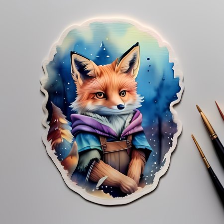 Watercolor sticker of white background