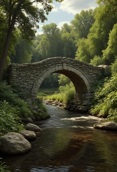 Ancient Stone Bridge Over a River
An ancient stone bridge, rendered with hyper-realistic precision, arches gracefully over a calm river, surrounded by lush trees. Raphaella Spence’s architectural accuracy brings the timeless structure to life, capturing every intricate detail of the bridge’s design. Paul Cadden enhances the tactile texture of the weathered stone and the rich foliage along the riverbank, while Ivan Shishkin’s naturalistic touch creates a backdrop of dense, vibrant vegetation. Together, they form a serene yet powerful image of history seamlessly blending with nature’s beauty.
detailmaximizer, aidmaMJ6.1,  Movie Still, Film Still, Cinematic, Cinematic Shot, Cinematic Lighting, detailxl, flux-style, midjourneyv6.1