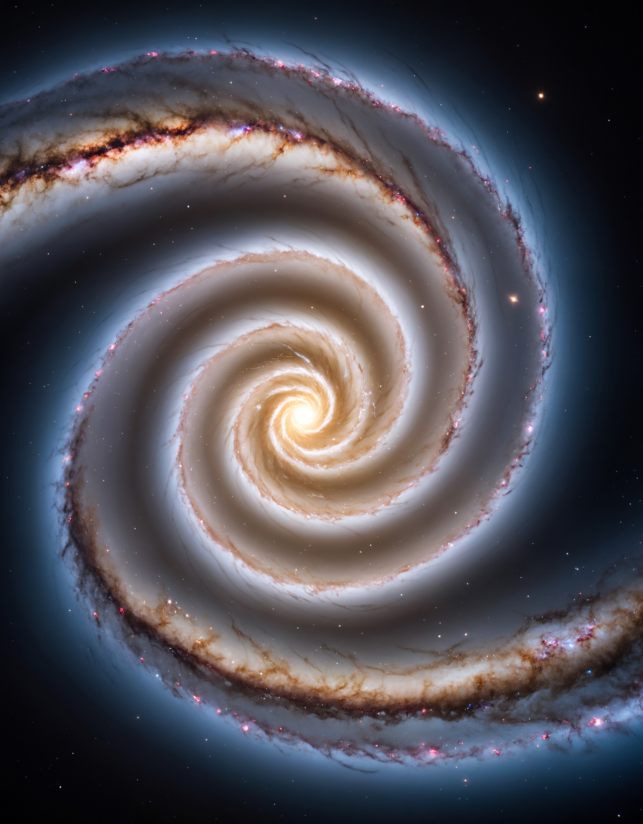 award winning photo of a majestic spiral galaxy in space, zavy-lghttrl, atmospheric haze, dynamic angle, cinematic still, ...