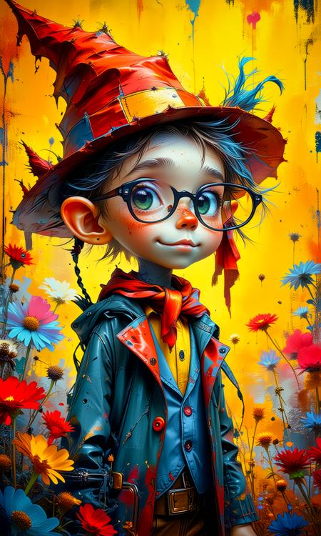 ORIGINAL PROMPT: Crisp neo pop illustration, near monochromatic complementary colors scheme, whimsical surrealistic background,
A whimsical depiction of a precocious rascal.
PRODUCTION PROMPT: Original prompt was used. <lora:cg_concept_style:0.64> <lora:dr_diffusion_negative-detail_enhancer_pnte_2_0:-0.42>