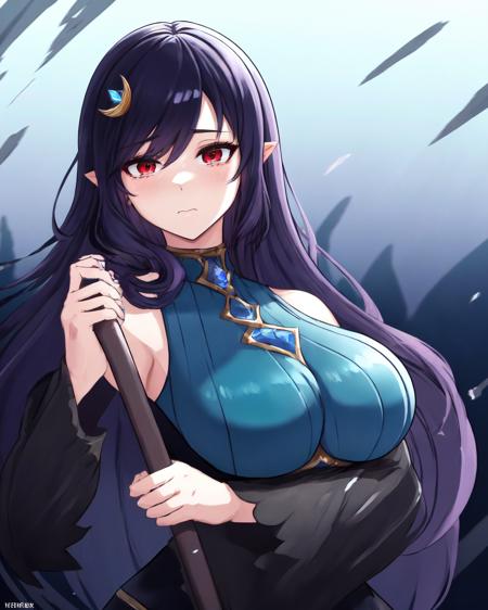 <lora:e7 Eda3:0.7> e7 Eda, dark blue hair, red eyes, medium breasts, wearing a halfmoon hair ornament, surrounded by a tornado, dynamic shot,  debree flying around, ice storm,
(masterpiece),  best quality, highres, 4k, 8k, Detailed Illustration, intricate detail, cinematic lighting, amazing quality, 1girl, fit female, amazing shading, soft lighting, facing camera, perfect eyes