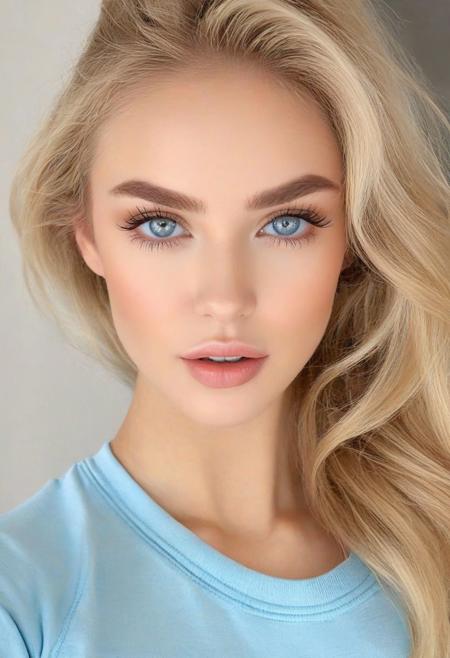 A young beautiful girl, narrow straight hip, fitness legs, girlish body, crop top, tiny narrow very small girlish round shape tight muscular bottom, muscular two pack ABS, roller skate training strengthened legs, in form-fitting tight body tight pants, girlish legs, very strong muscular calves, long golden blond hair, flawless silky skin, straight waist, the calf is more stronger and thicker than the thigh.
Youthful, radiant complexion with fair skin. Her facial structure is characterized by soft, rounded features with a gentle jawline that complements her overall delicate visage. The eyebrows above are well-defined, arched gracefully, adding to the intensity of her gaze. Her hair, a rich golden blond, is pulled back into a high ponytail that cascades in gentle waves, framing her face elegantly. Her lips are full and appear soft, providing a neutral yet inviting expression. The subject's nose is proportionate to her face, with a subtle, rounded tip that harmonizes with her soft facial features.
The eyes are a distinctive feature, conveying a remarkable depth of color   a shade of light blue. Her irises are ringed with a darker blue hue. Her pupils are centered and clear. The eyelids are smooth, with a subtle crease that adds depth to her eye structure. Her lashes are of a lighter brown, long and evenly spread, curling gently upwards. Pale skin. Action, soft skin, silky skin, flawless skin,