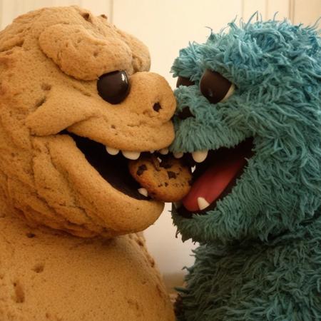 2 sexy smiling  Cookie monsters  kissing