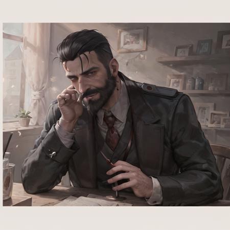 Jonathan_Reid, (bearded man), handsome, <lora:Jonathan_Reid_Vampyr_Test2:0.5>, Vampyr_Game